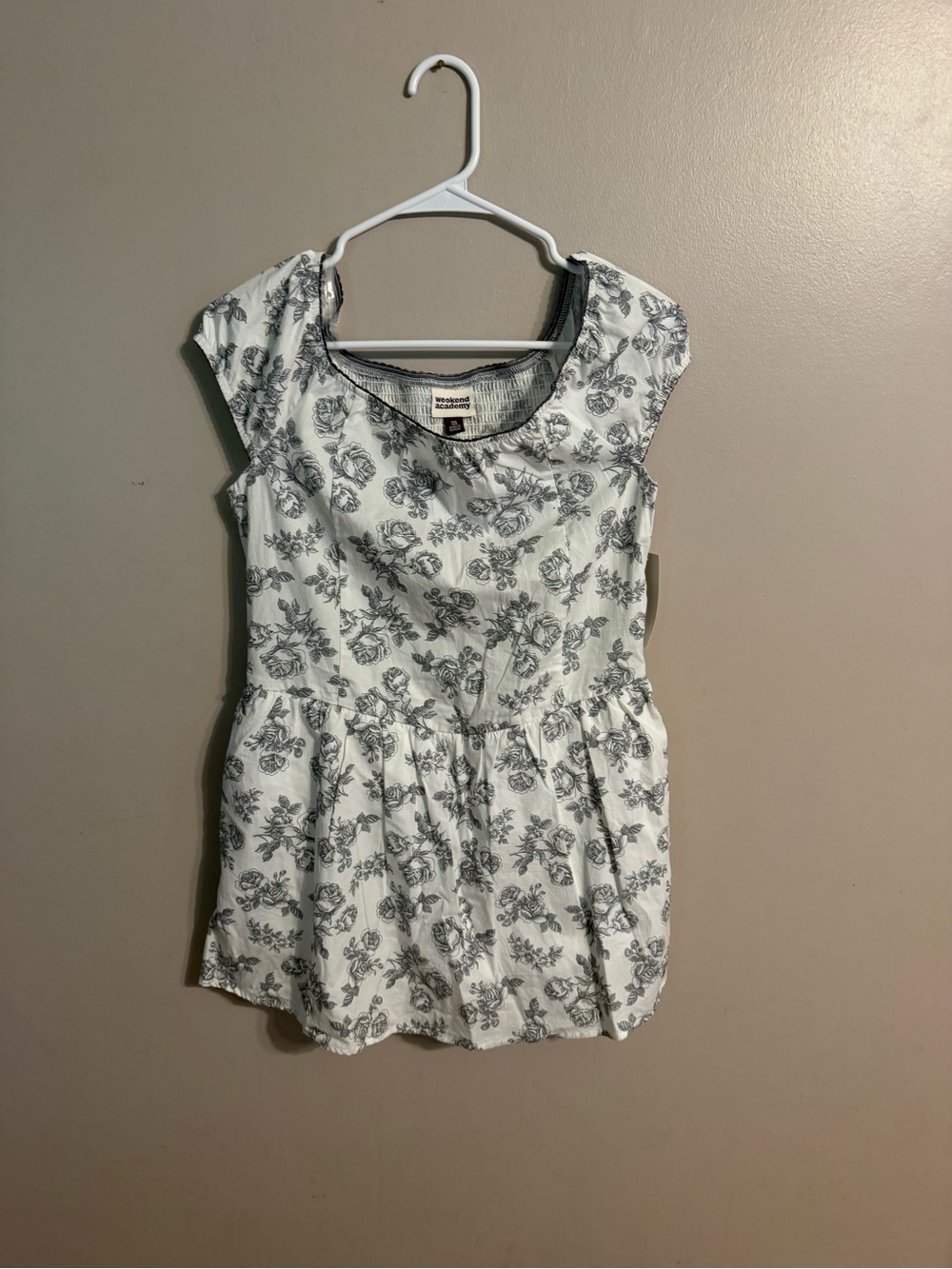 White Floral Cap-Sleeve Dress for Girls